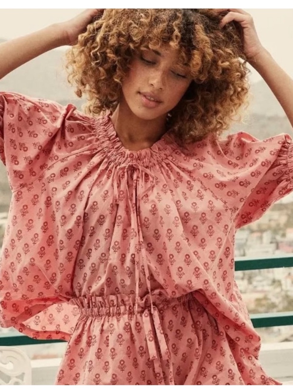 Doen organic cotton block print top
